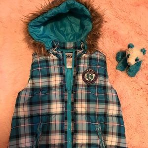 Girls size 14 LIKE NEW Justice vest with hood!